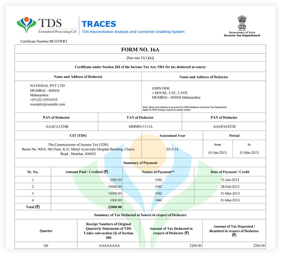 form 16a application letter